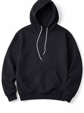 Women's Black Hooded Pullover Sweatshirt with White Crystal Drawcords
